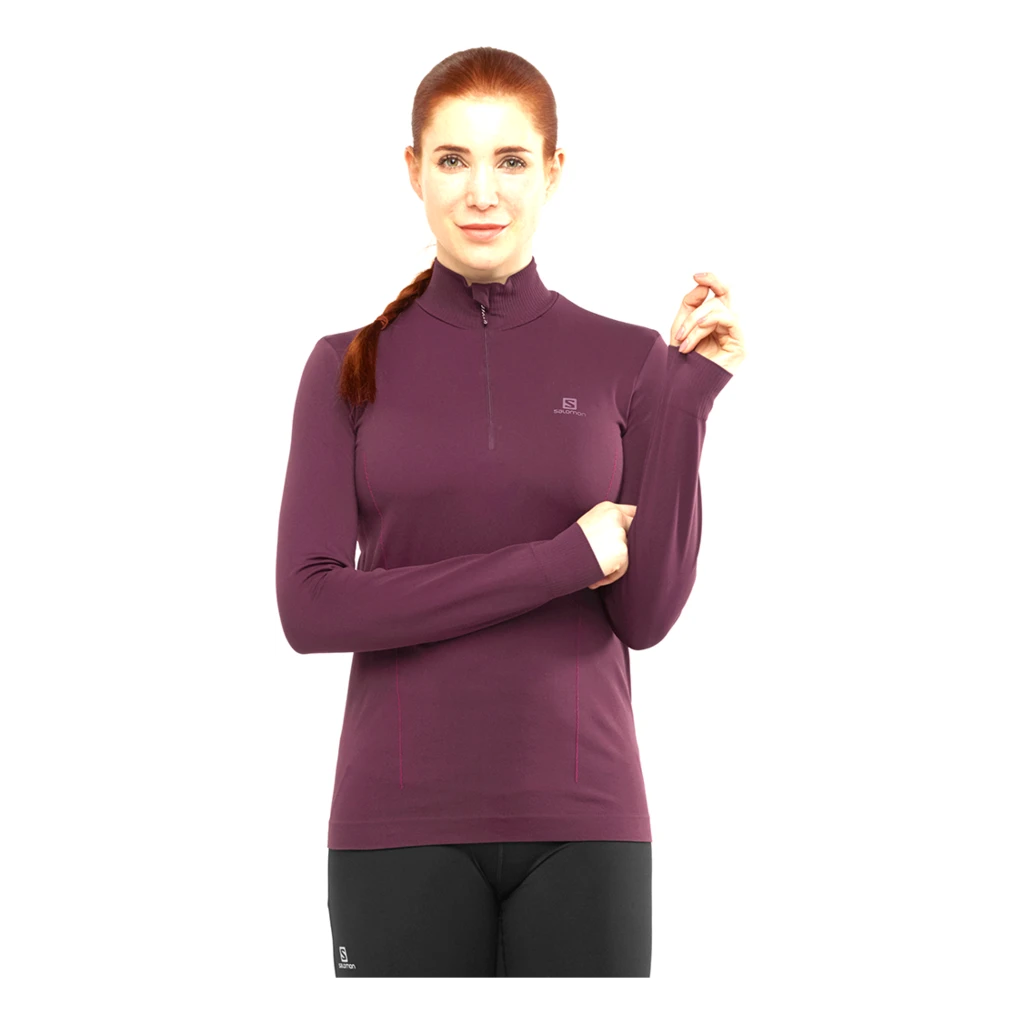Salomon Comet Seamless Half Zip Femme Prune â Image 2