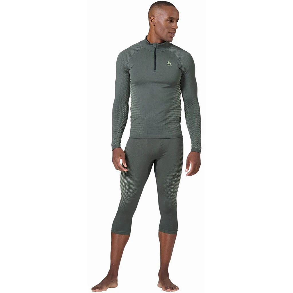 Odlo Base Layer Top Turtle Neck Long Sleeve Half Zip Performance Warm Eco Homme Vert â Image 5