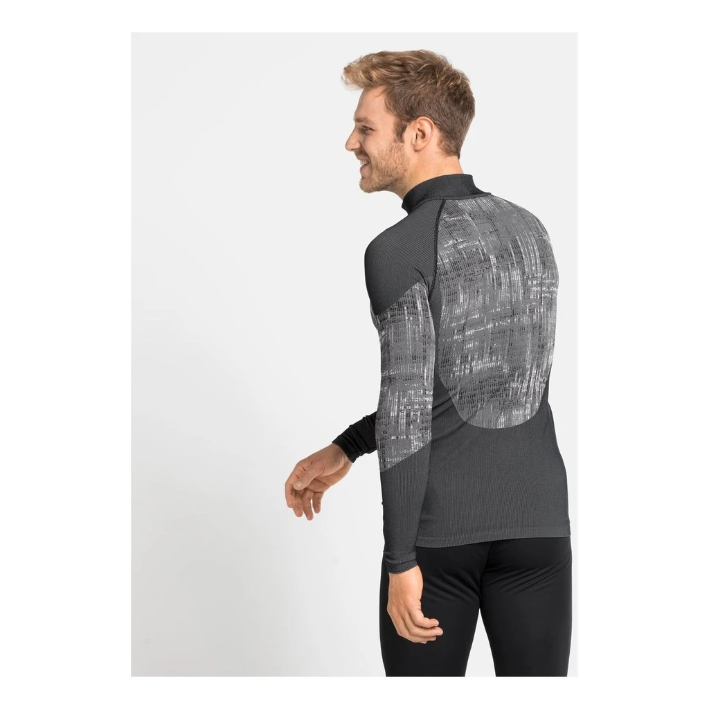 Odlo Base Layer Top Turtle Neck Long Sleeves Half Zip Blackcomb Homme Gris â Image 2