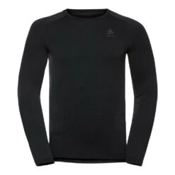 Odlo Performance Warm Eco Base Layer Top Crew Neck Long Sleeve Homme Noir