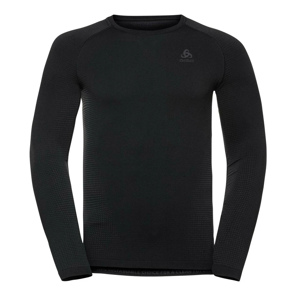 Odlo Performance Warm Eco Base Layer Top Crew Neck Long Sleeve Homme Noir