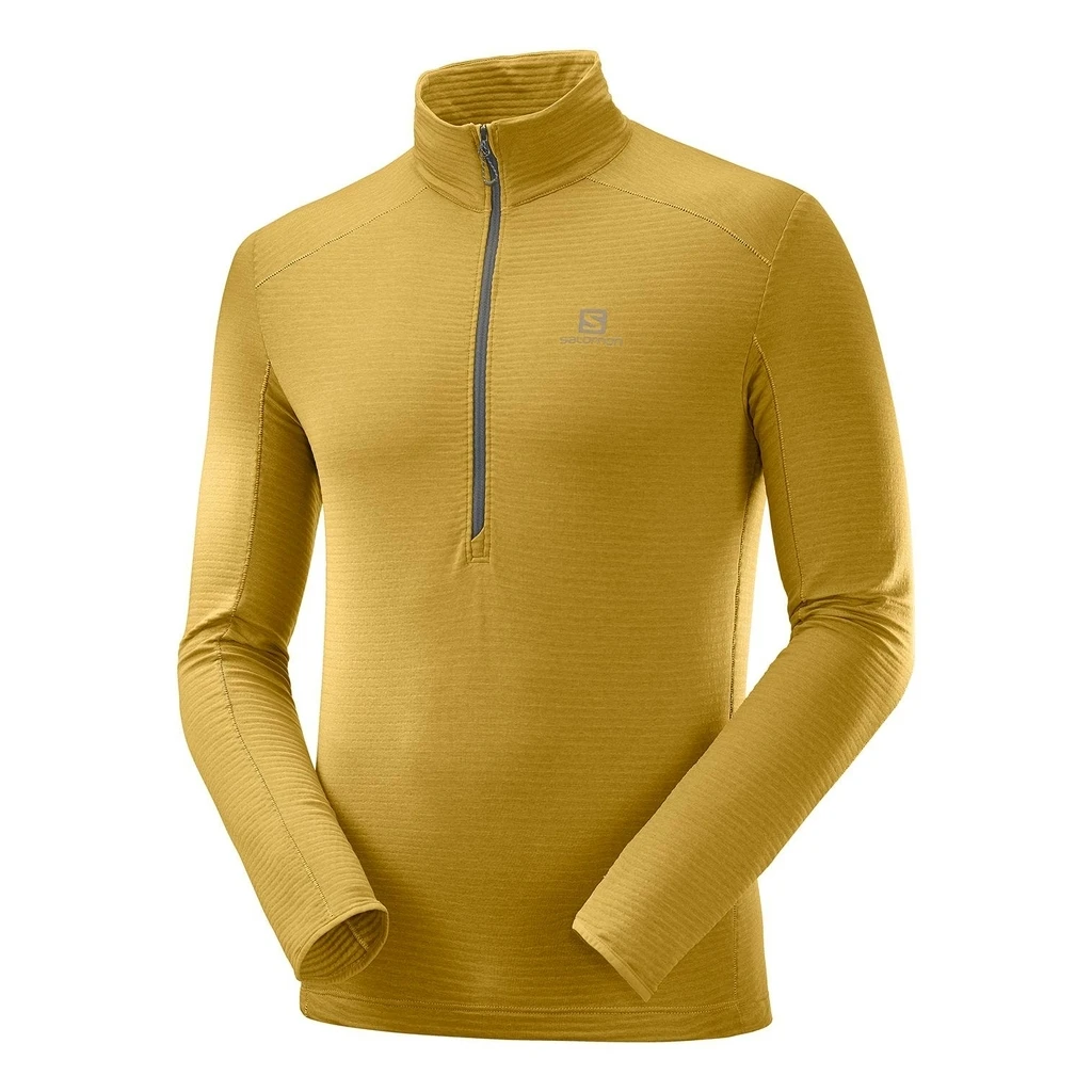 Salomon Outline Half Zip Mid Homme Jaune Moutarde